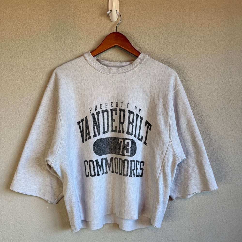 Vanderbilt Commodores Champion Reverse Weave Crewneck Sweatshirt Gray Cropped